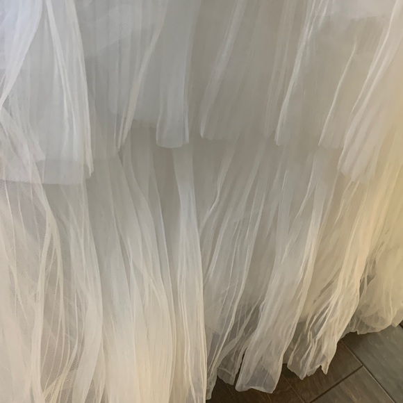 Lulus Large NWT Enchantment Elegant White Strapless Dress w Tulle Tiered Skirt - Picture 9 of 9